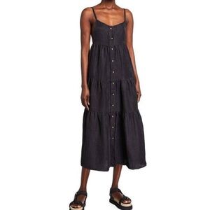 NWT Anemos Dark Grey The Flounce Maxi Dress Size S